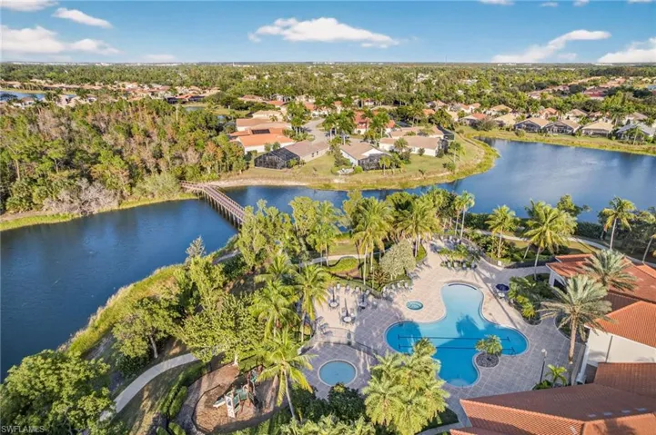 Aerial view of community resort style pool.