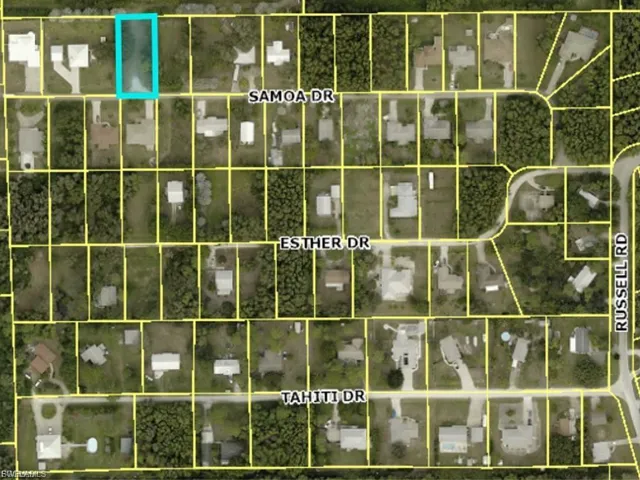 Aerial overview of property's location featuring property parcel outlined
