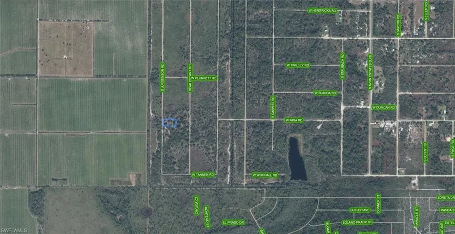 Aerial Survey Map. Illustrating the geographic context of the property within a larger land area