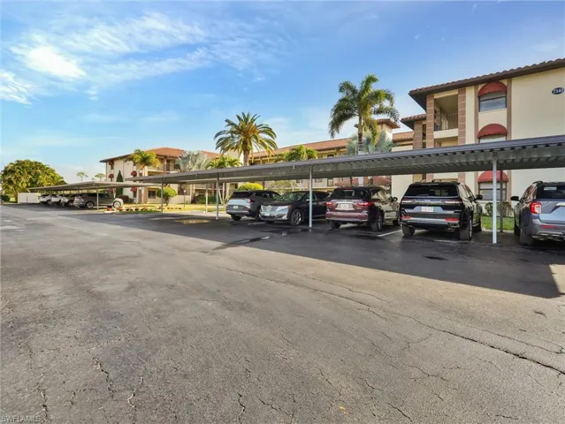 View of covered parking lot