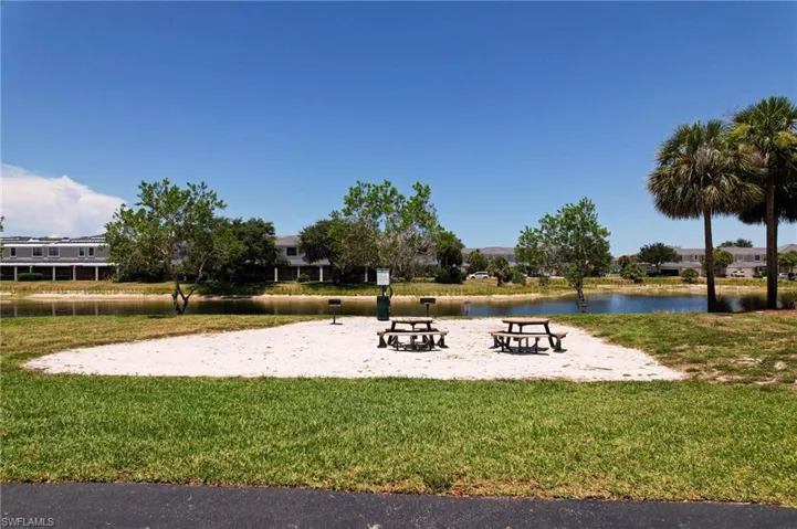Surrounding community featuring a lawn and a water view