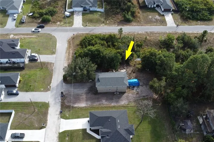 Aerial perspective of suburban area