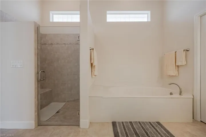 Walk-in Glass Shower, Separate Soaking Bath