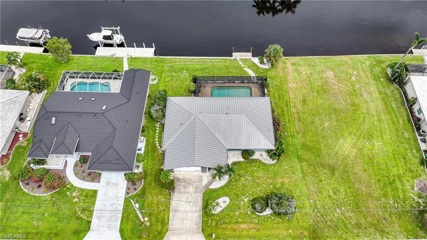 Aerial view of a nearby body of water