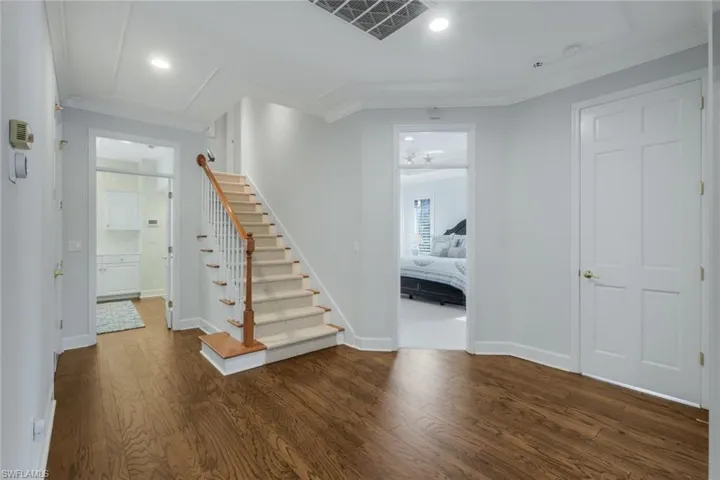 The guest hall leads to all guest rooms - one up and THREE down!