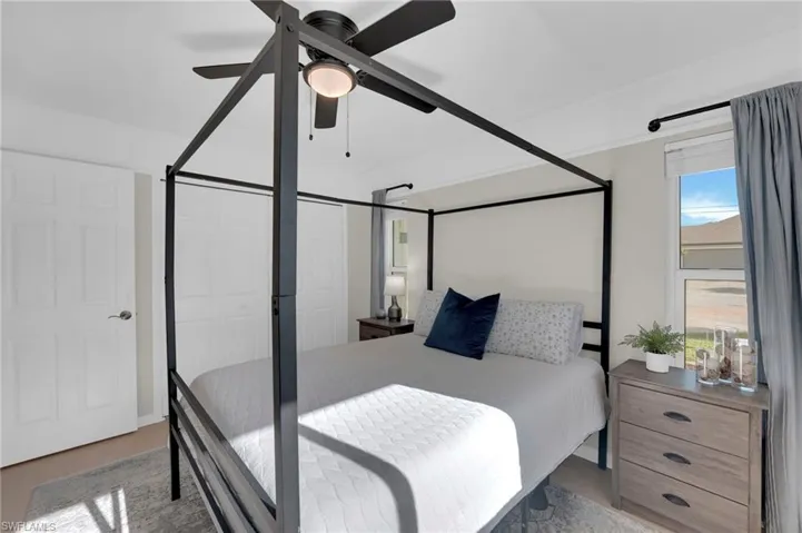 Bedroom with a ceiling fan