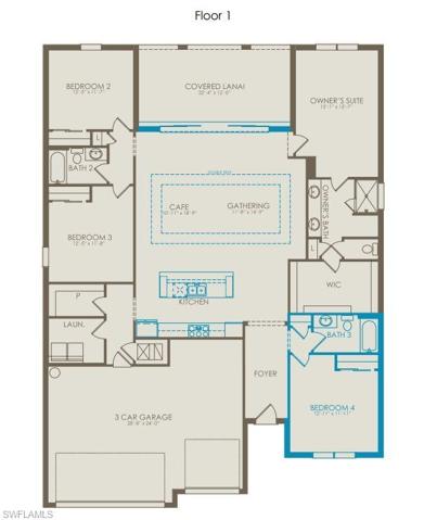 Floor plan configured with structural options in the home