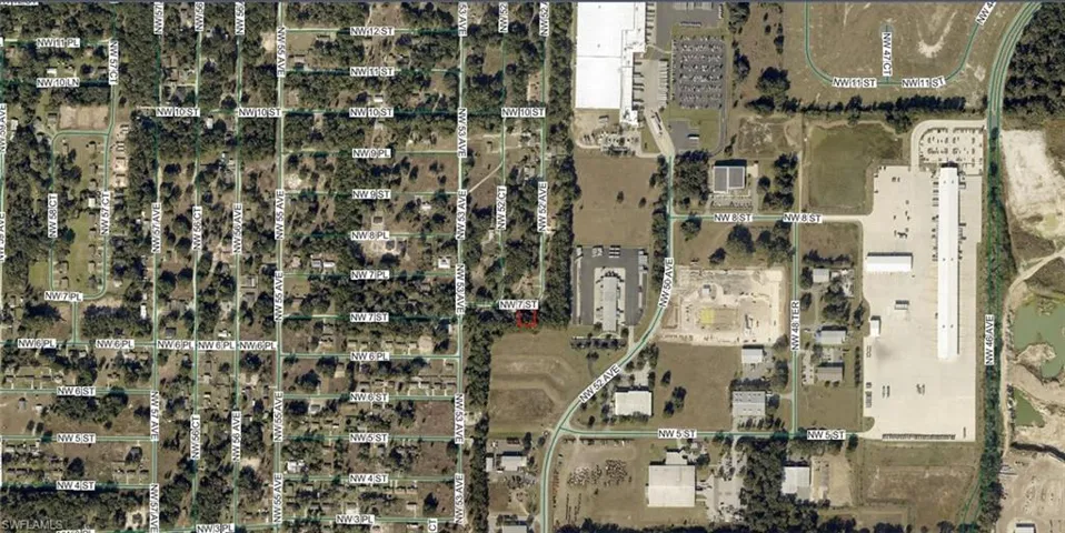 Aerial Map. Displaying the geographic context of the property with surrounding streets and structures