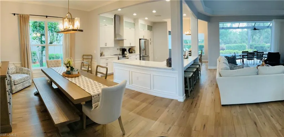 Wide view of main living great room concept