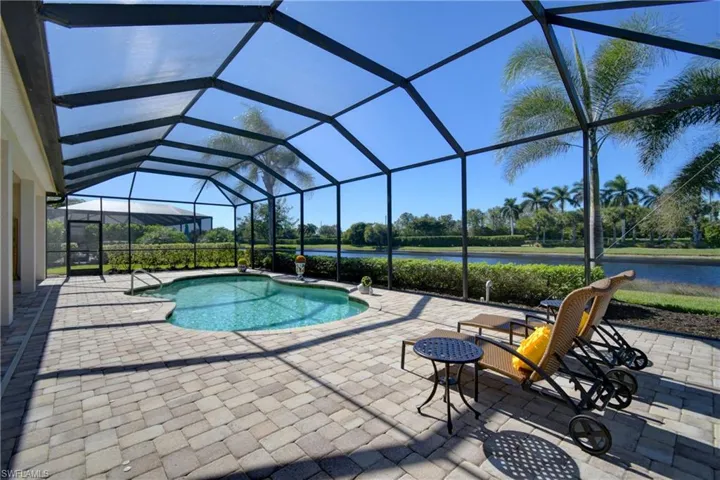 Large undercover patio overlooks pool