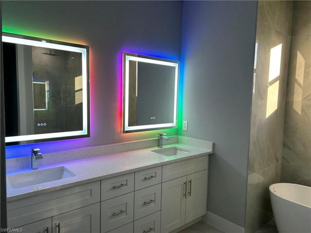 Custom double sink with RGB lights