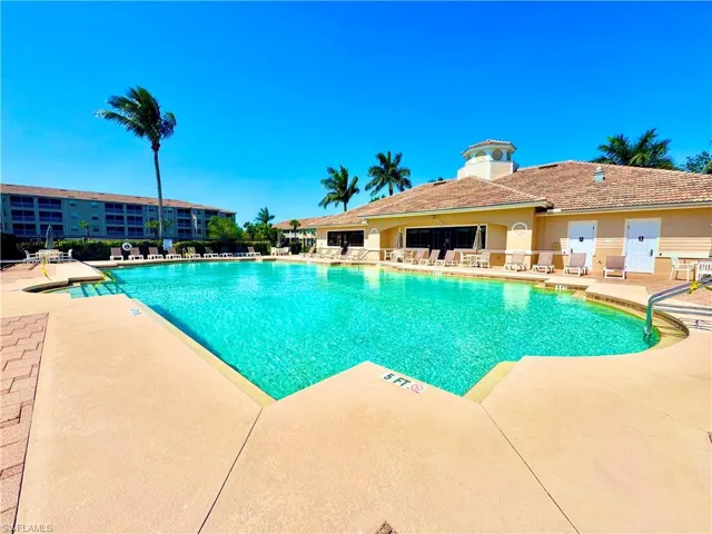 Pool with a patio area