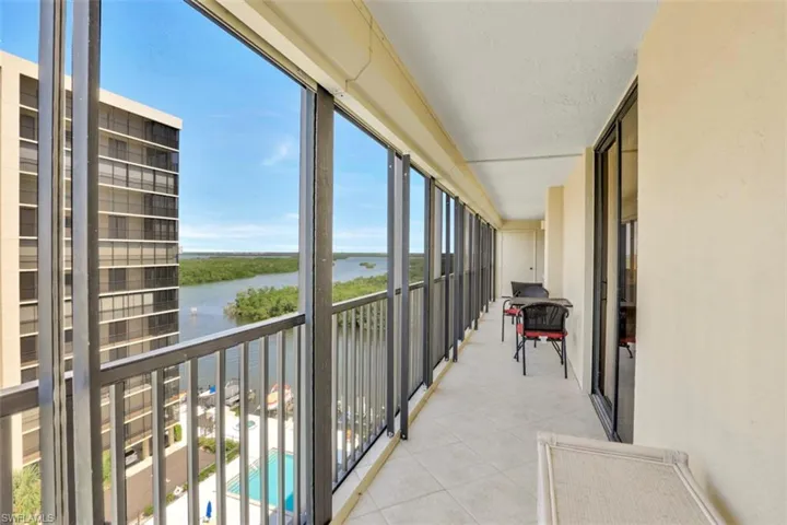Balcony with a water view