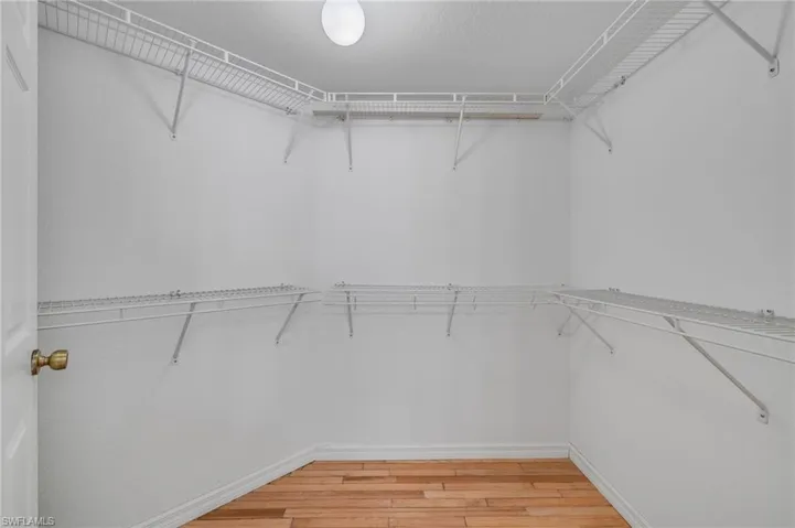 Walk in closet featuring light wood-style flooring