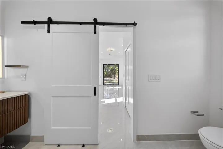 Bathroom view of tiled shower