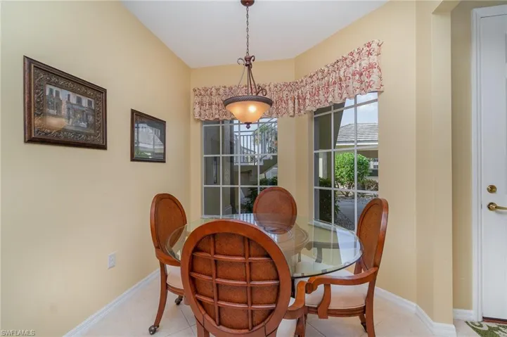 View of tiled dining room