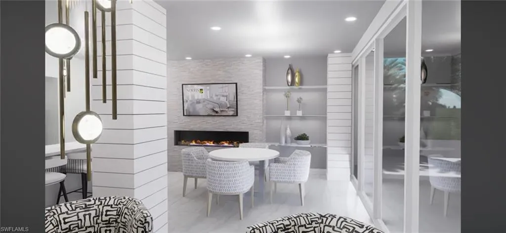 Proposed Common room with a fireplace