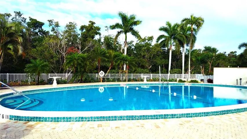 Pool is heated and refreshing with wide tanning deck.