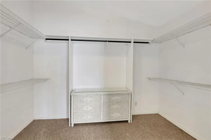Spacious closet with light carpet