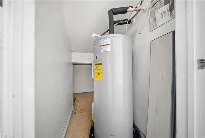 Utility room featuring water heater