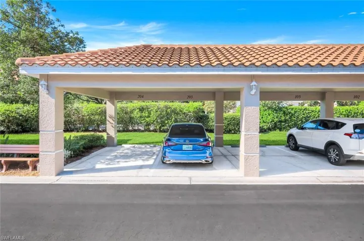 View of covered parking lot
