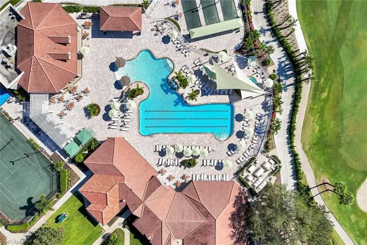 Bird's eye view of a pool area