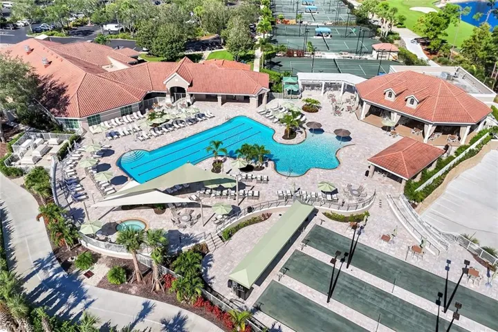 Aerial view of a pool area