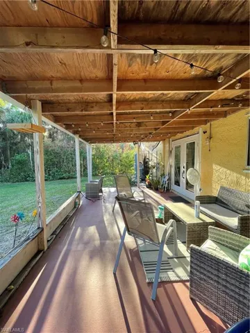 View of patio featuring french doors and outdoor lounge area