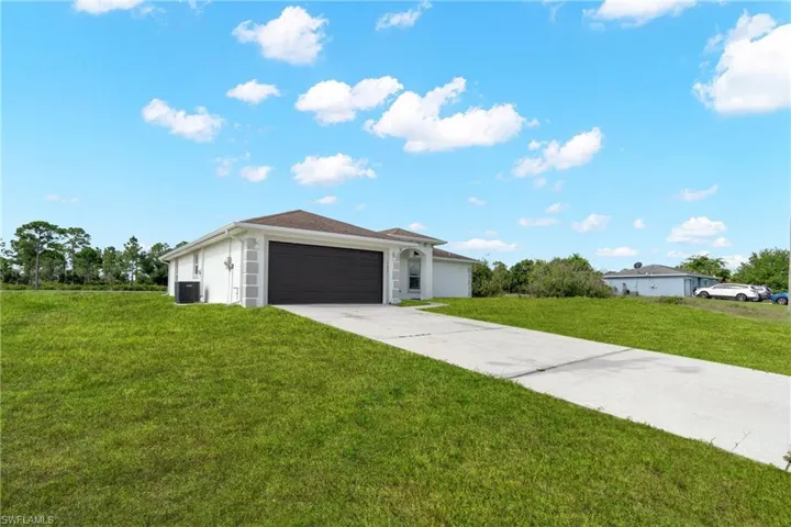 Single-story exterior with a two-car garage