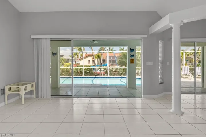View of pool from living room