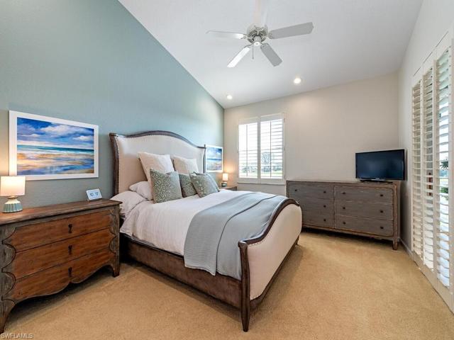 This cozy master bedroom has high ceilings with a private entrance out to the lanai area. Custom closets allow for a large wardrobe!