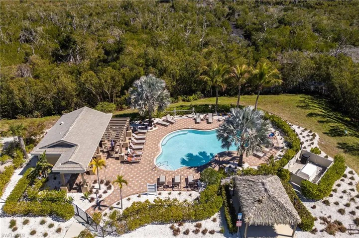 Bird's eye view of a pool area