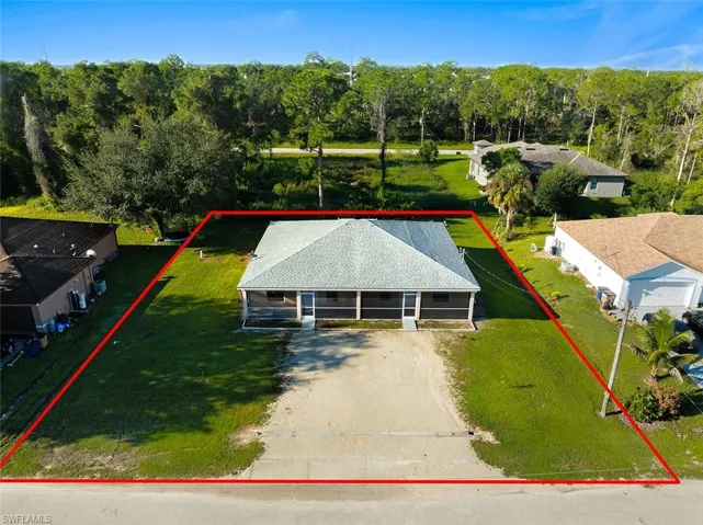 View from above of property featuring property boundaries highlighted