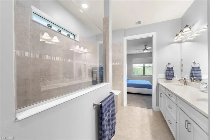 Master shower on left