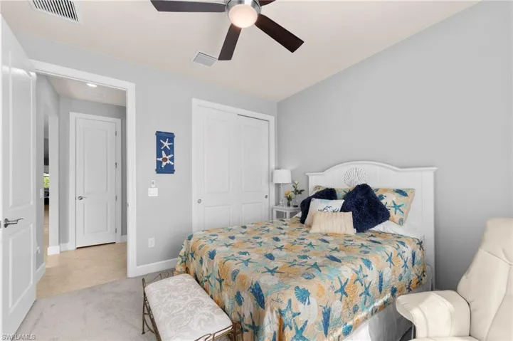 Guest bedroom showing hall w/bath to the very right