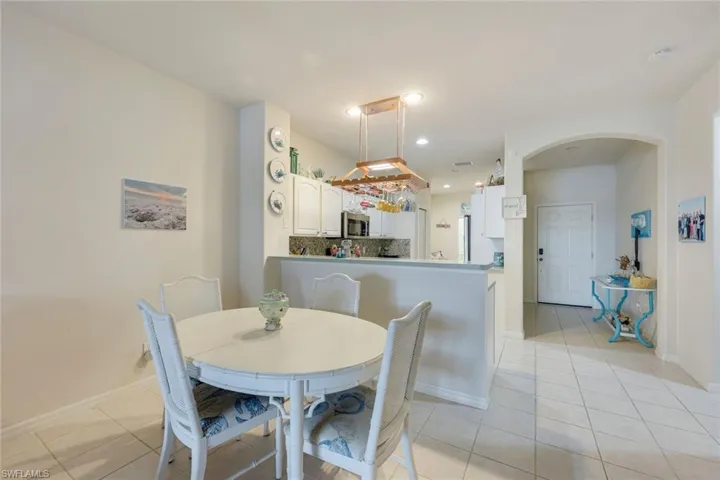 View of tiled dining room
