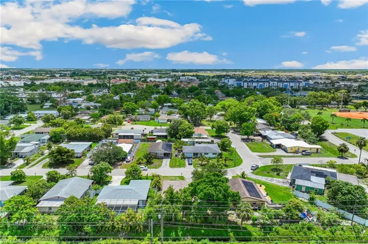 Aerial perspective of suburban area