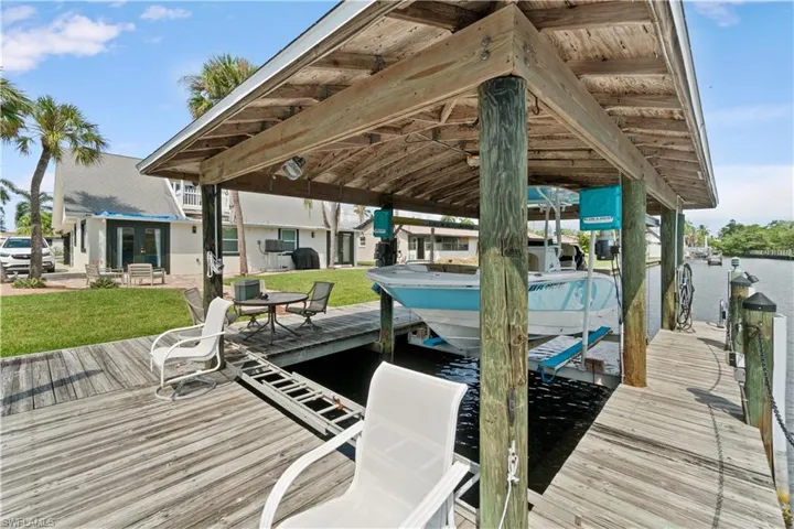 Dock area featuring a water view