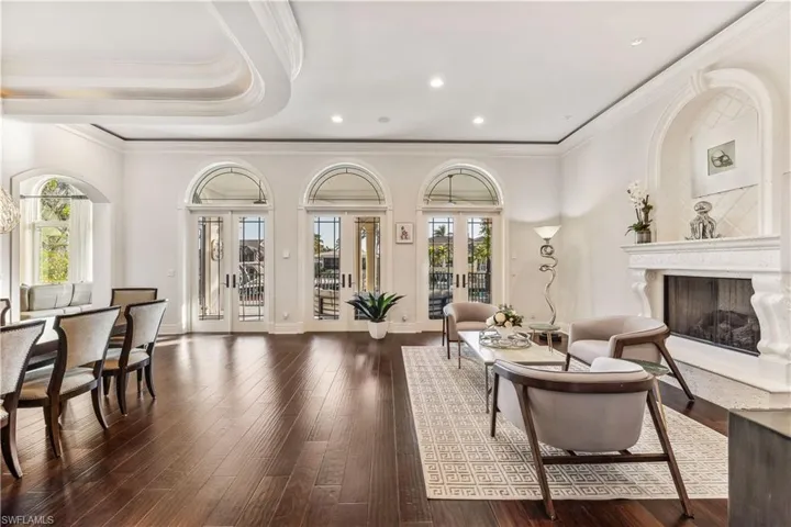 Large open floor plan of Living / Dining area with exquisite detail and craftsmanship