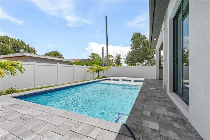 View of pool featuring a fenced backyard and a patio area