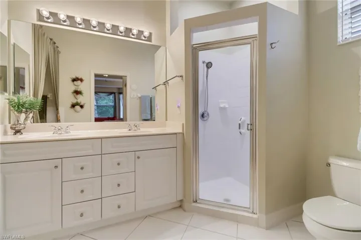 Dual sinks, separate shower