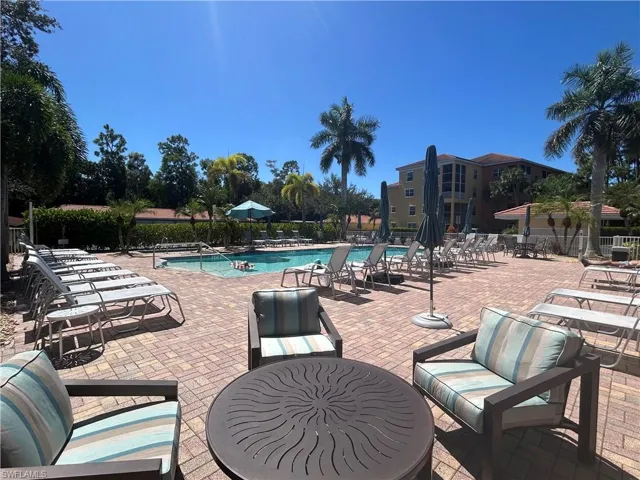 Community pool featuring a patio