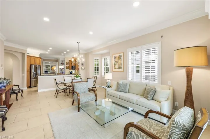 Great Room Showcasing Large Format Tile Flooring