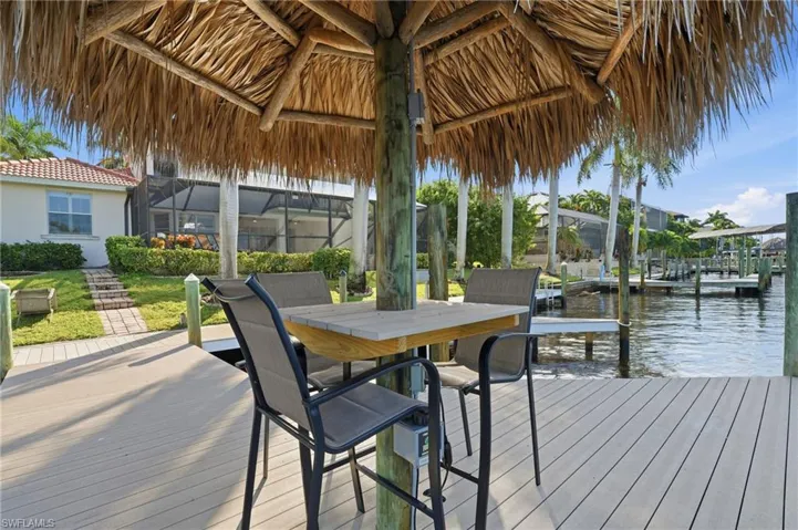 Dock with a lanai and a water view