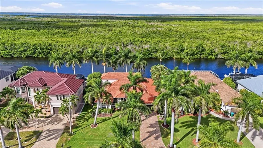 Aerial view of a nearby body of water