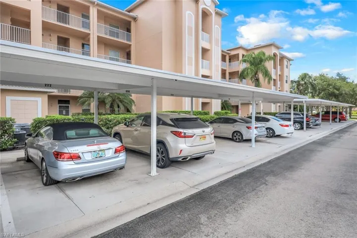 View of covered parking lot