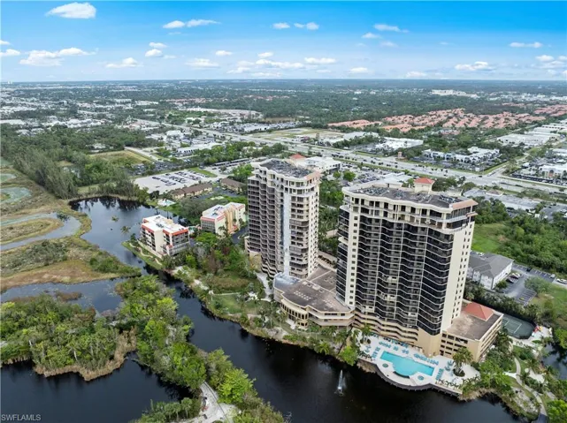 Drone / aerial view of a large body of water