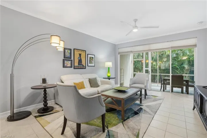 Living room leads out to patio