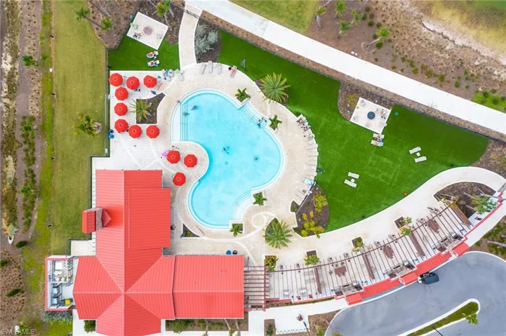 Aerial view of a pool area