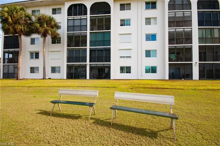 Looking at building from golf course